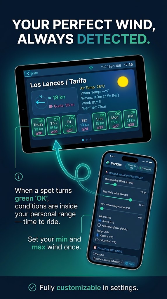W2Kite smart wind detection with companion app